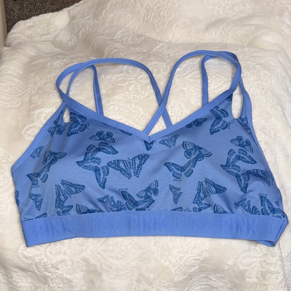 PINK Victoria's Secret Blue Butterfly Sports Bra